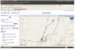 Distance entre Brazzaville (A) et M’bé (B) 200 km