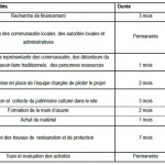 Tableau 1 Déroulement des activités sur 19 mois pour chaque site