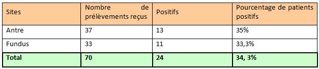Tableau 10 Helicobacter pylori Etude bactériologique des premières souches isolées à l’Hôpital Bologhine Ibn Ziri Tableau 10 Helicobacter pylori Etude bactériologique des premières souches isolées à l’Hôpital Bologhine Ibn Ziri