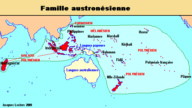 Carte 3 Répartition linguistique des langues dites « austronésiennes »
