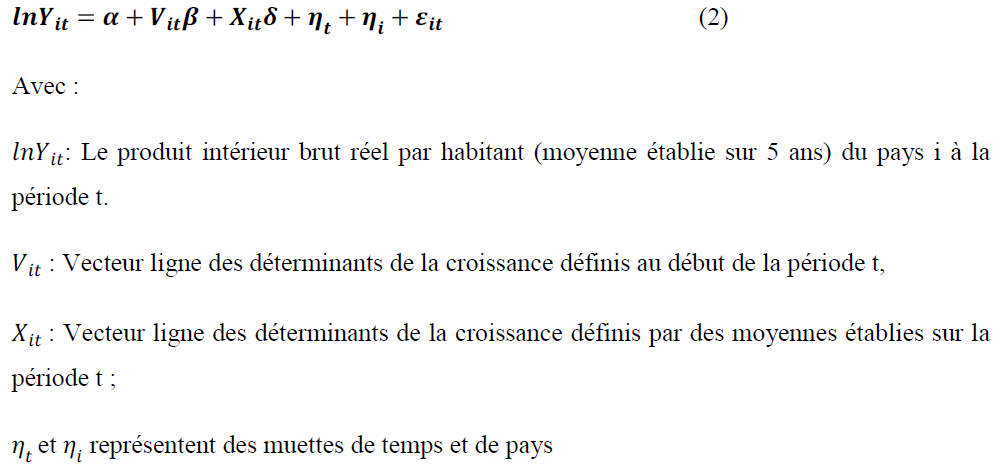 spécification économétrique du modèle spécification économétrique du modèle
