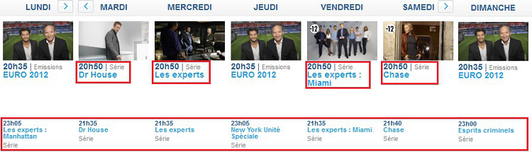 Grille des programmes de TF1, du 18 au 24 juin 2012
