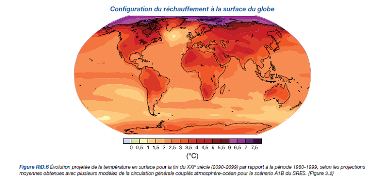 Configuration du réchauffement à la surface du globe
