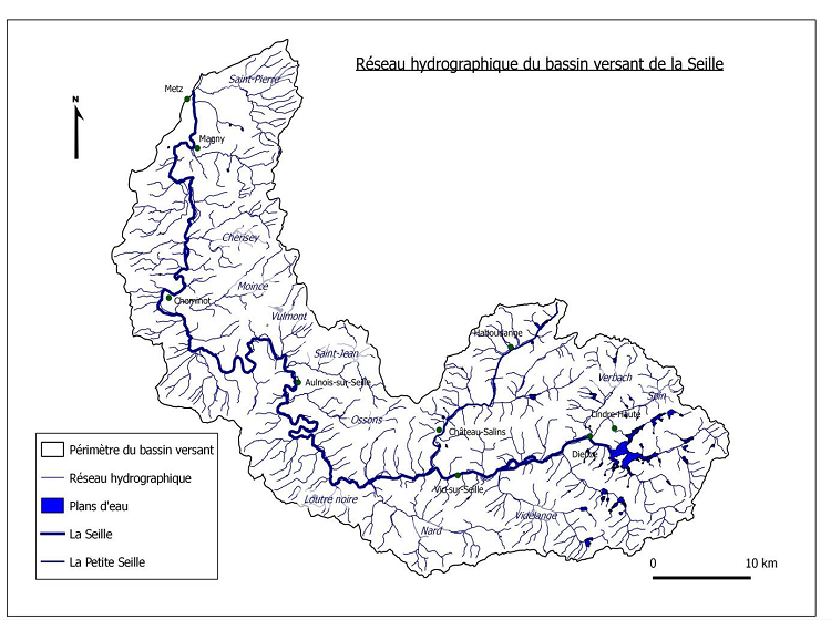 Réseau hydrographique du bassin versant de la Seille