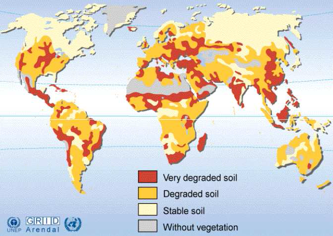 Carte mondiale de la dégradation des terres