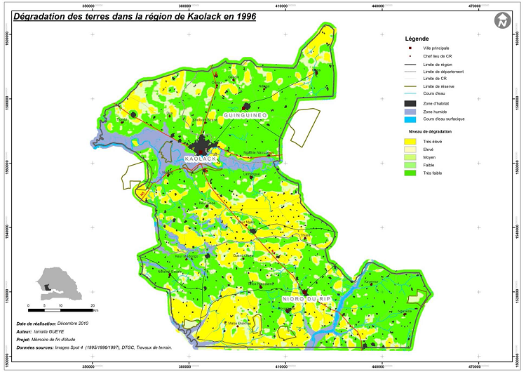 Dégradation des terres dans la région de Kaolack en 1996