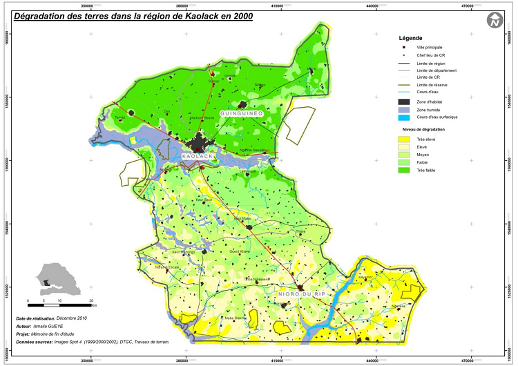 Dégradation des terres dans la région de Kaolack en 2000